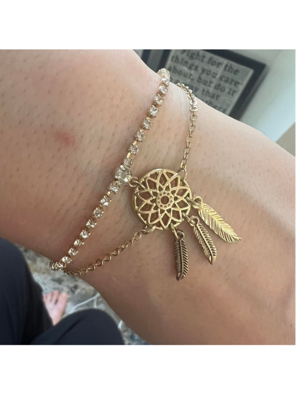 Gold dreamcatcher charm bracelet